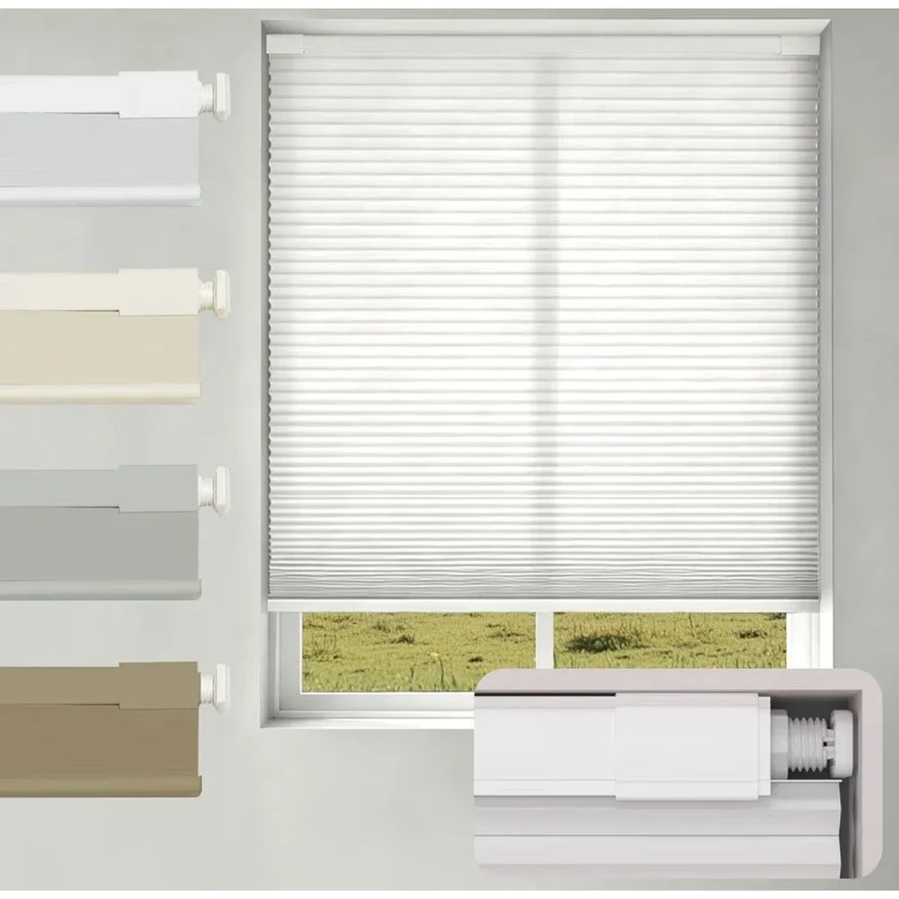 White Cordless Cellular Window Shade Blinds Blackout No Drill 27.5W x 48H